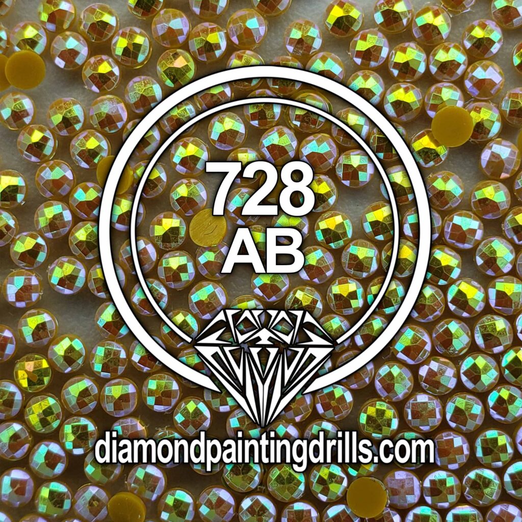 728 Golden Yellow Round AB Diamond Painting Drills