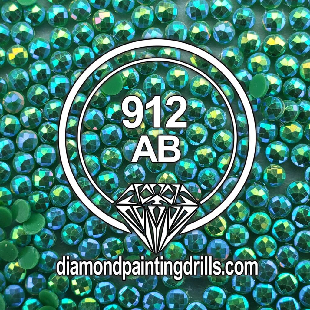 DMC 912 Emerald Green Light Round AB Diamond Painting Drills