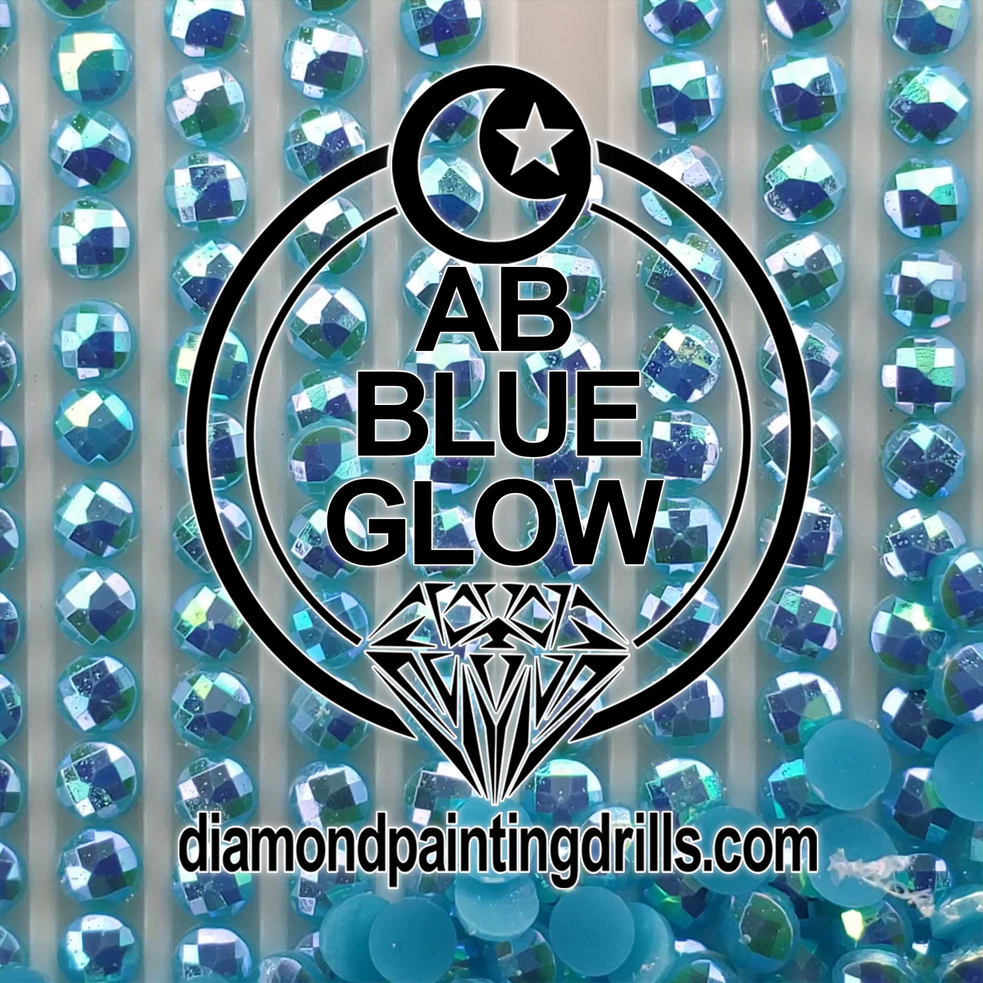 Blue AB Glow in the Dark Round Drills - Diamond Painting Drills