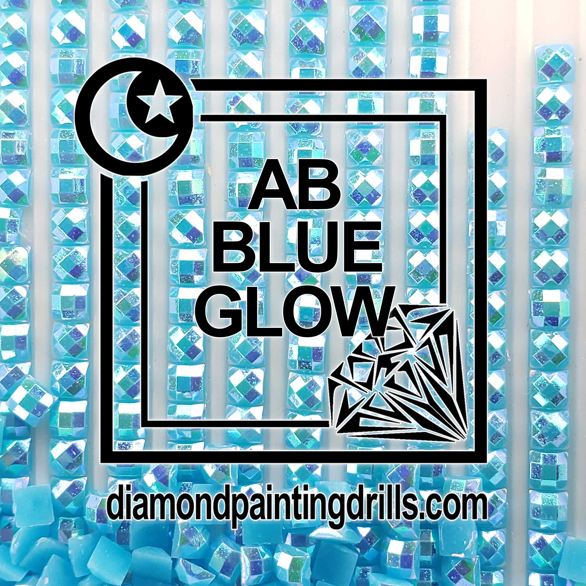 Blue AB Glow in the Dark Square Drills - Diamond Painting Drills