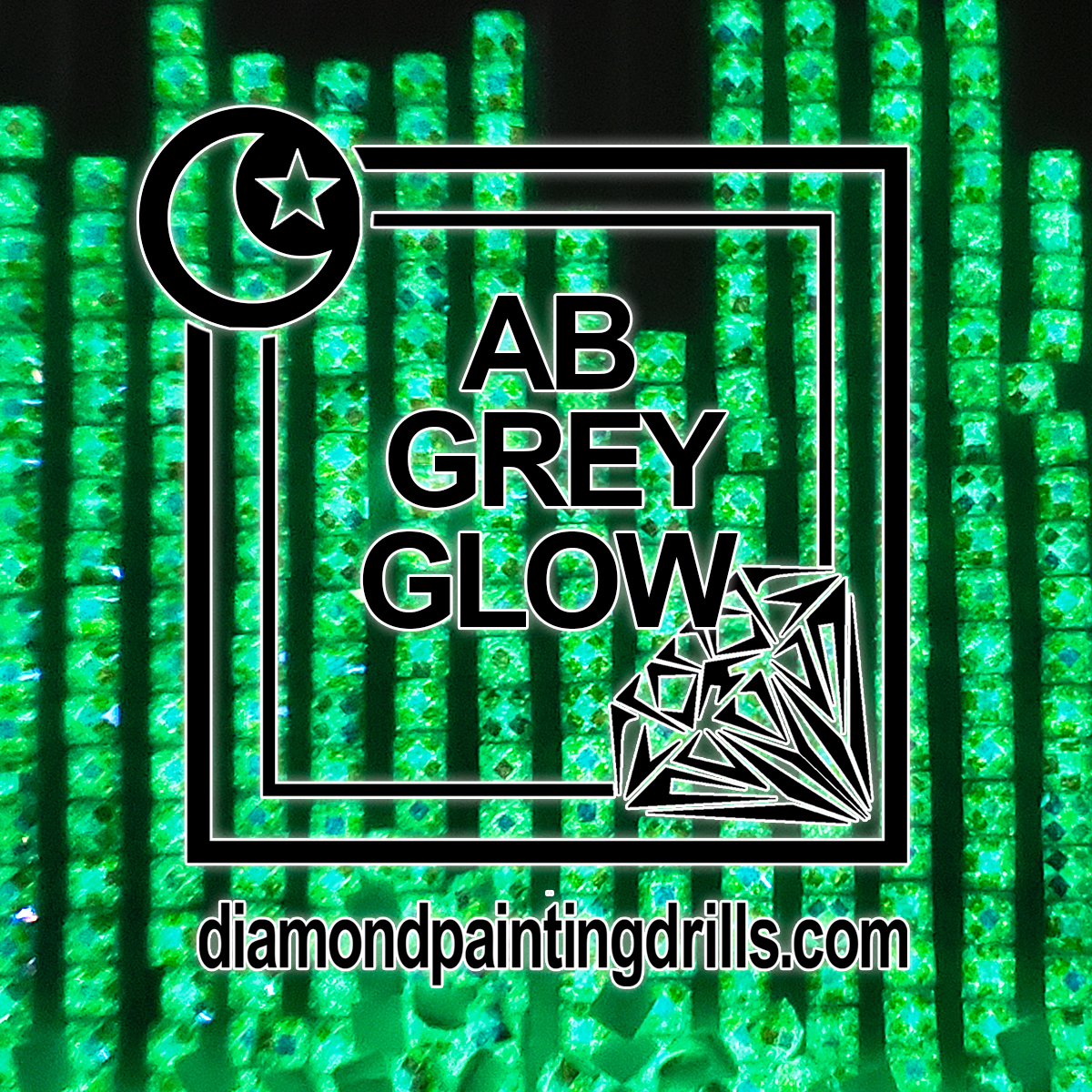 Grey AB Square Glow in the Dark Diamond Painting Drills