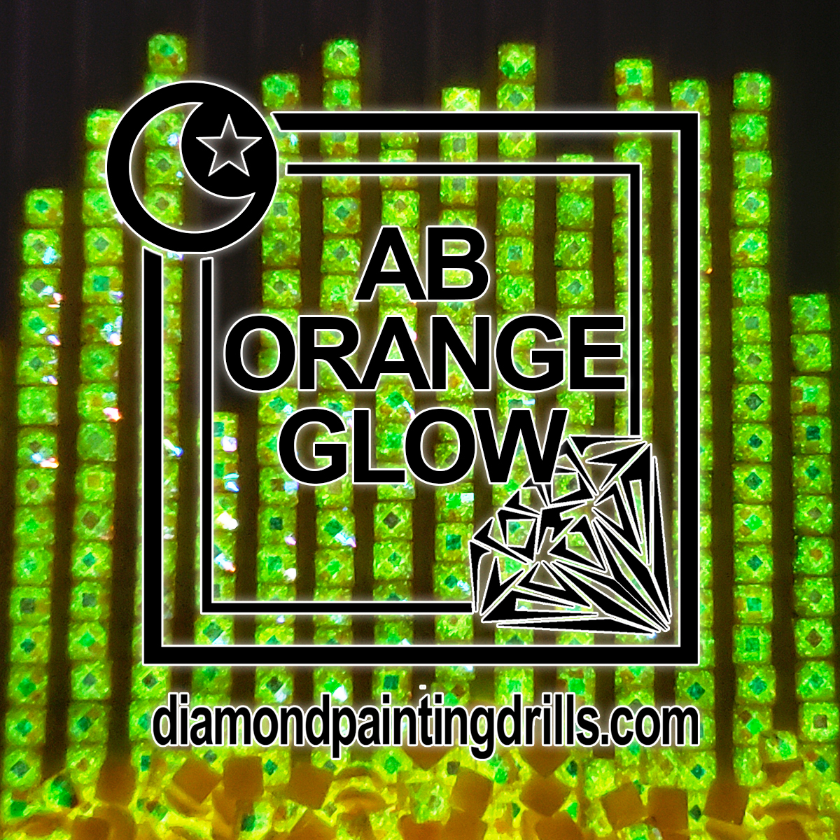 Orange AB Square Glow in the Dark Diamond Painting Drills